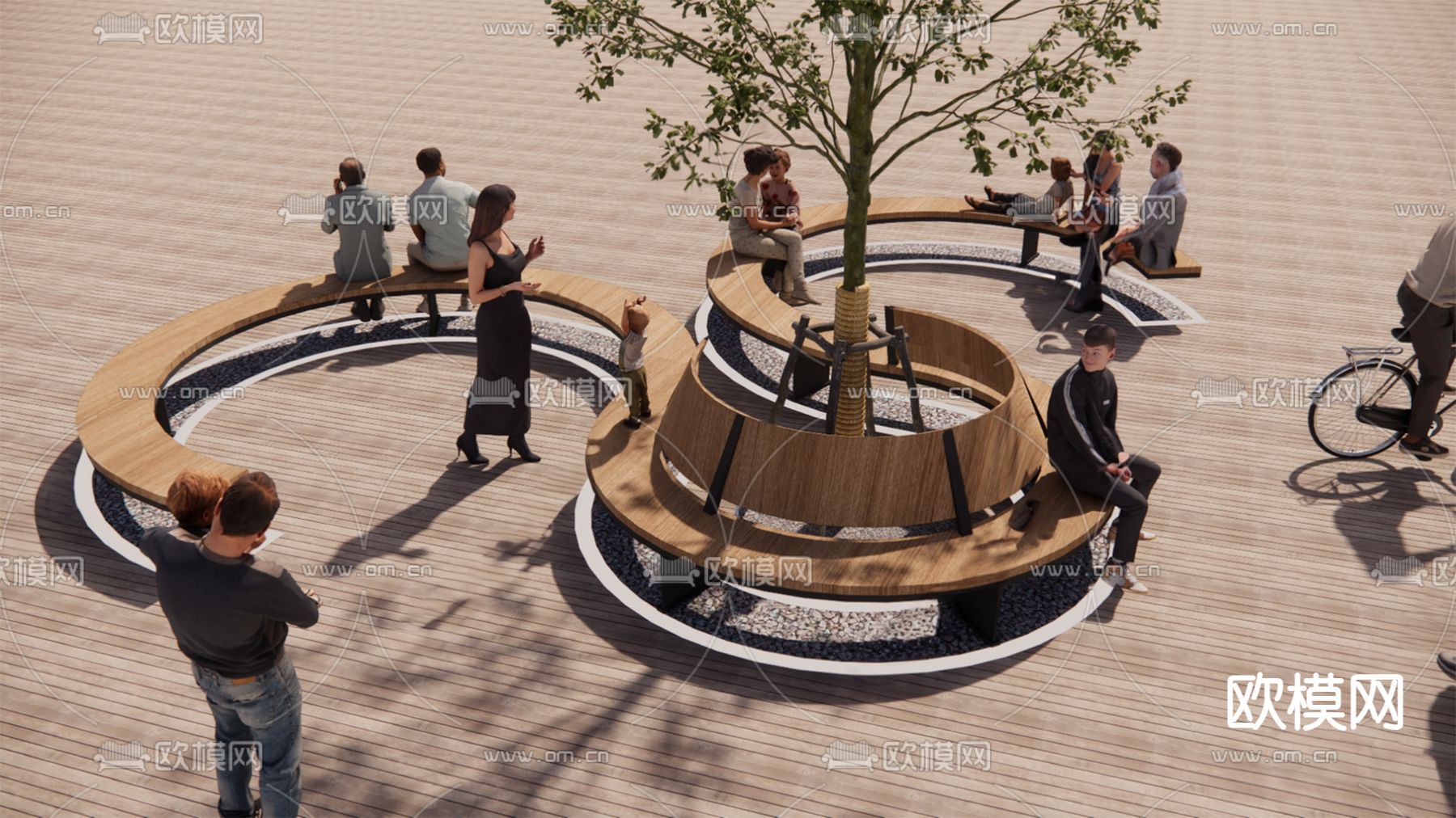 户外椅 树池椅 公园椅 景观座椅3d模型下载