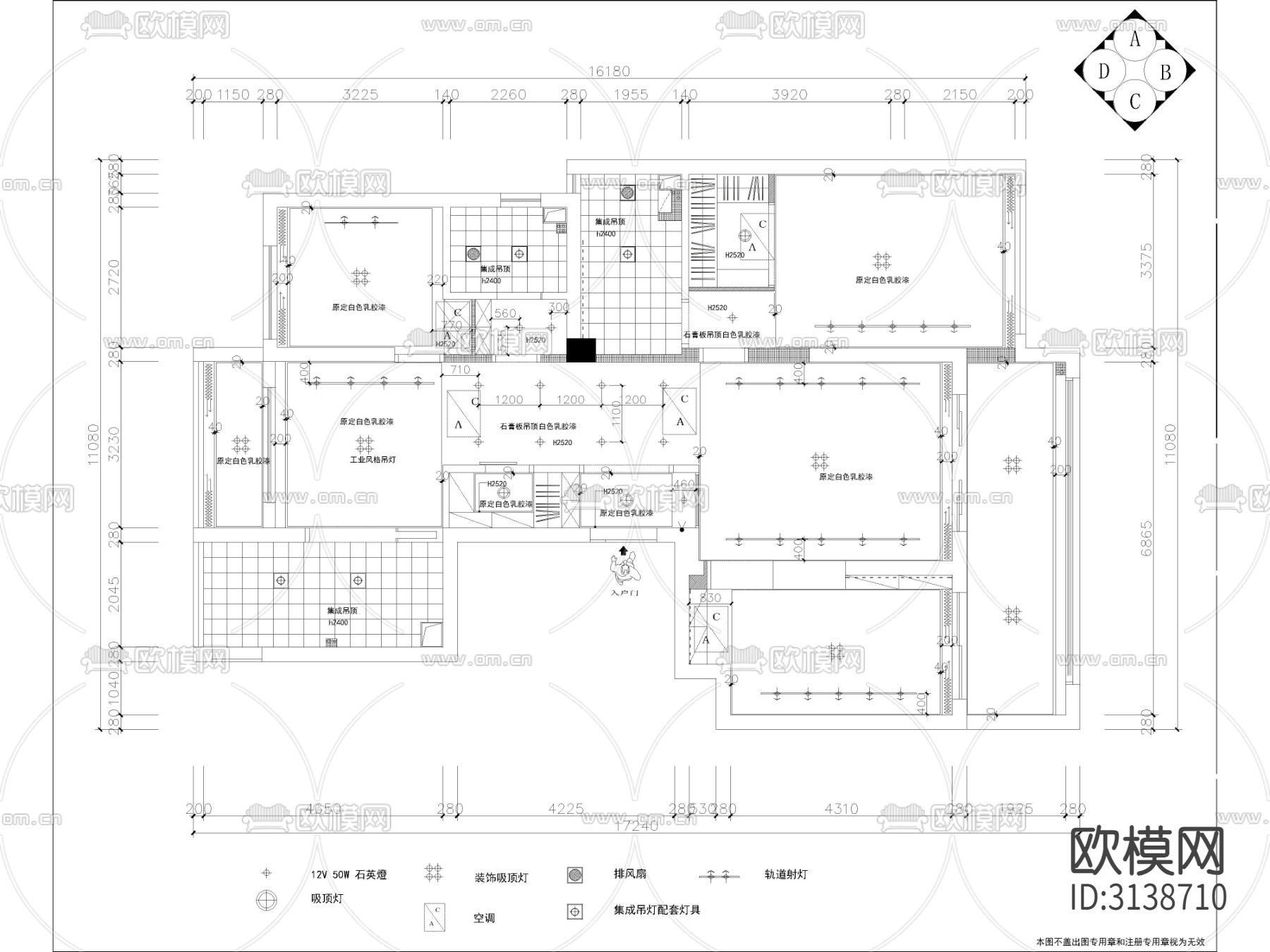 现代家装cad施工图下载（渲染图1）