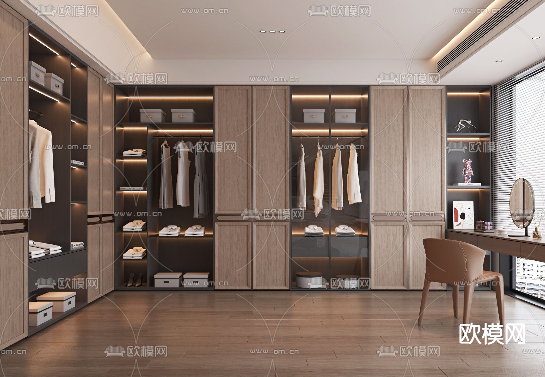 新中式衣帽间3d模型下载