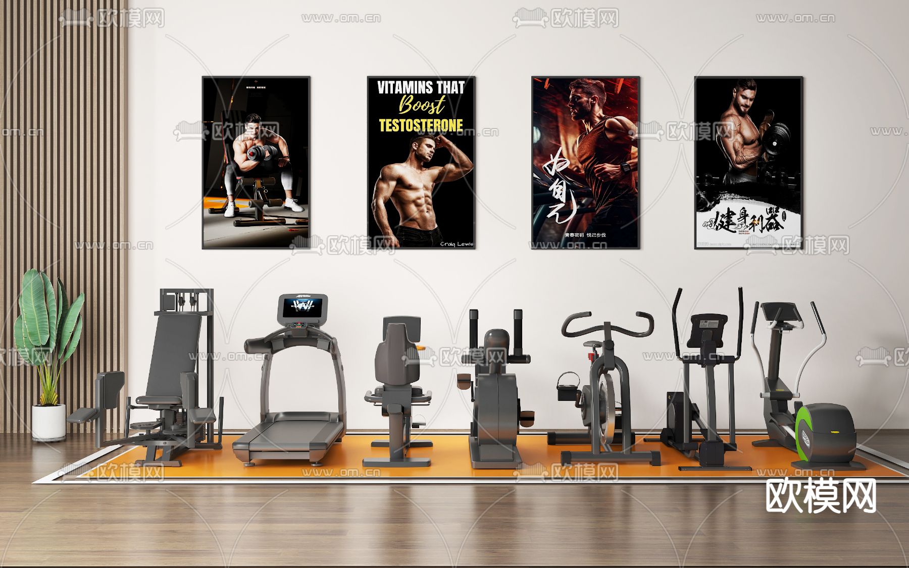 健身器材 跑步机 动感单车 脚踏车3d模型下载