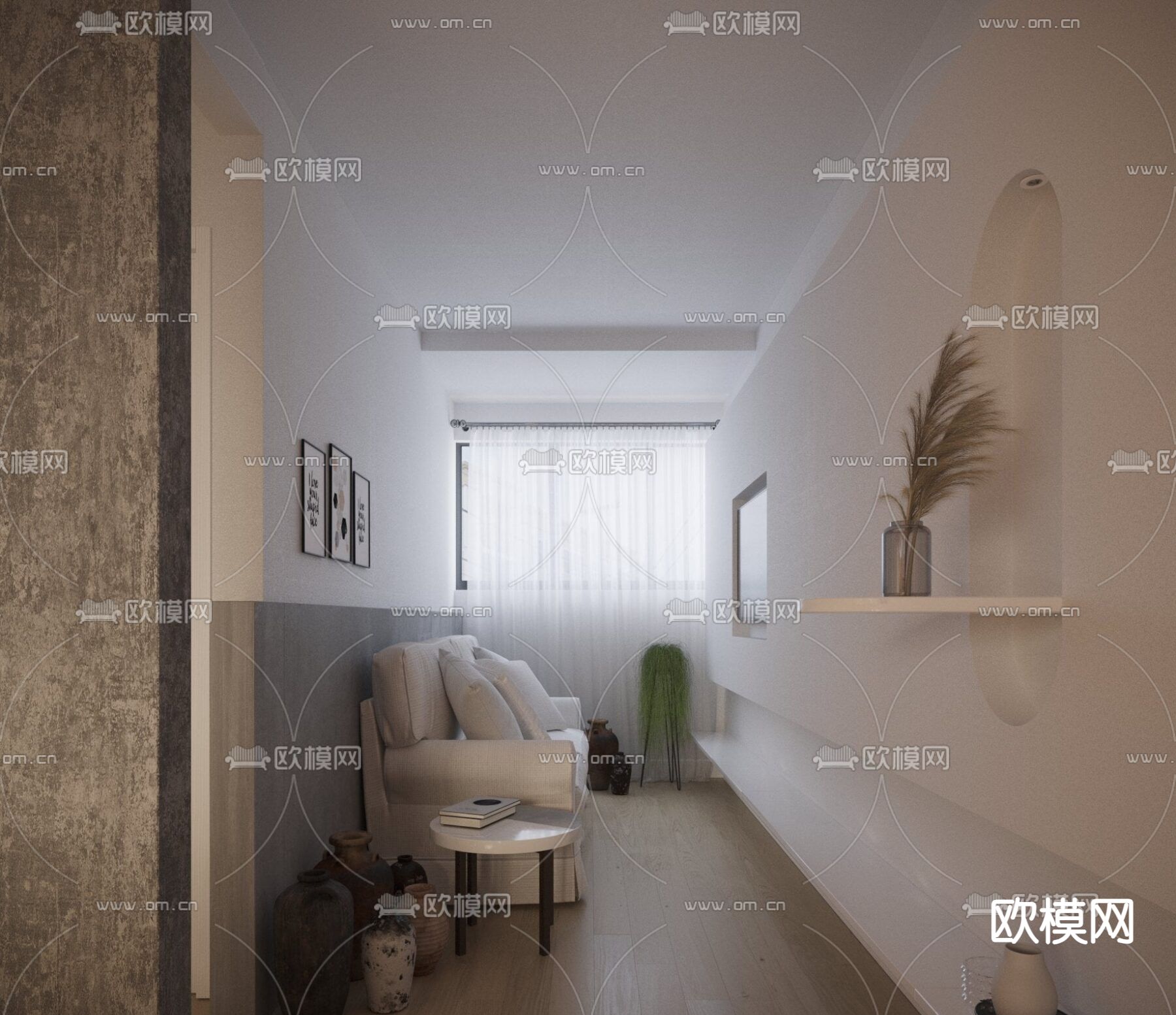 现代公寓 客餐厅3d模型下载（渲染图4）