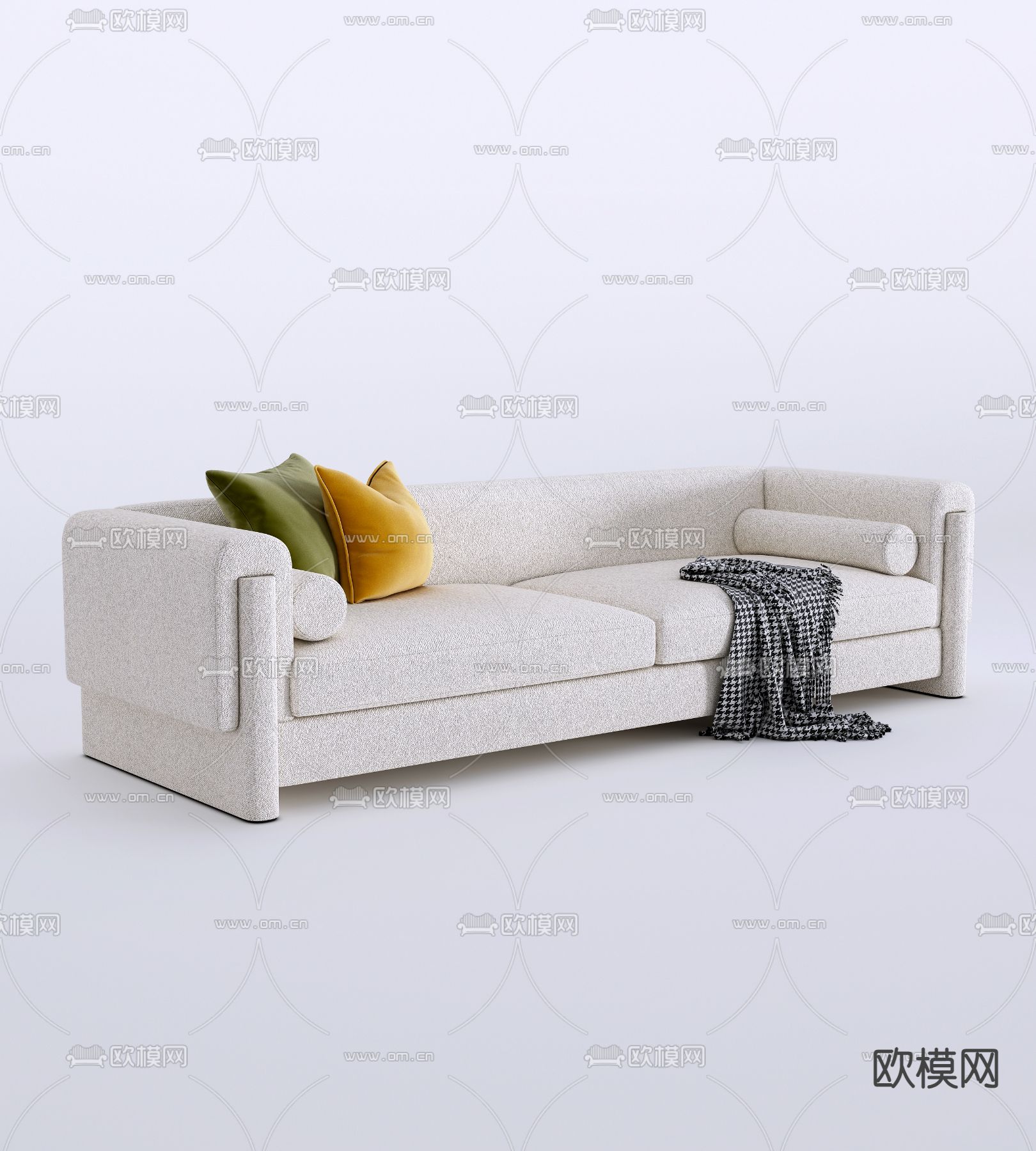 奶油风沙发 双人沙发3d模型下载
