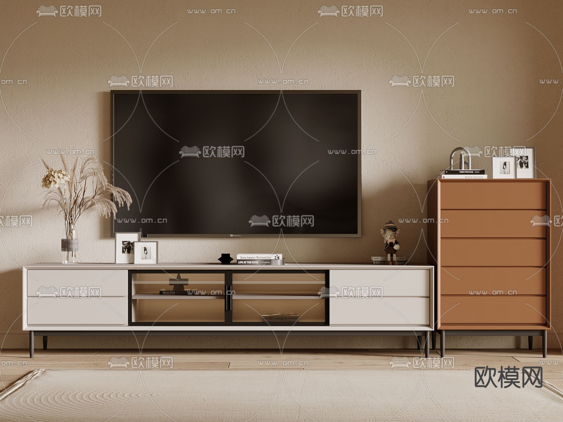 现代电视柜3d模型下载