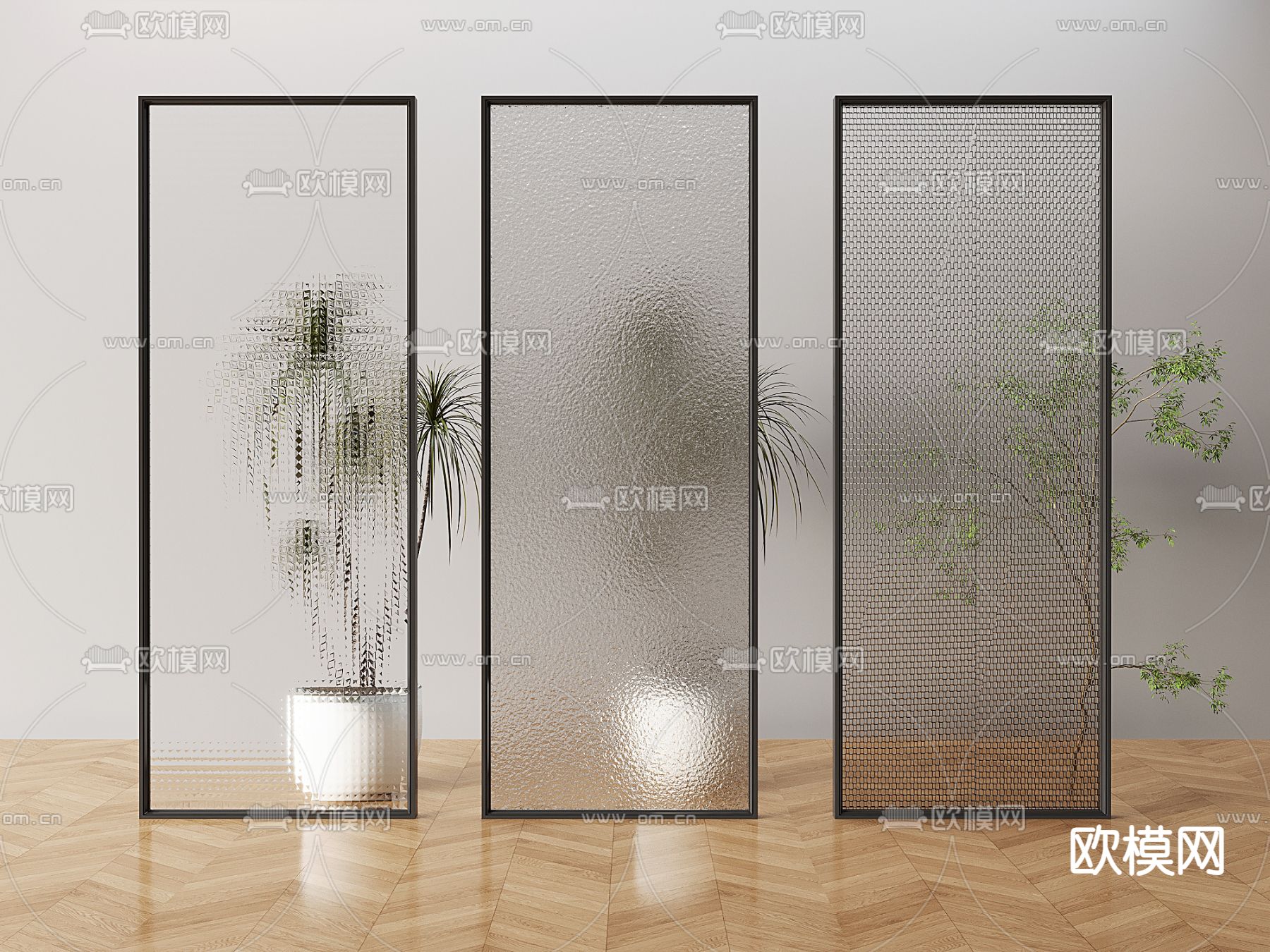 磨砂玻璃隔断3d模型下载