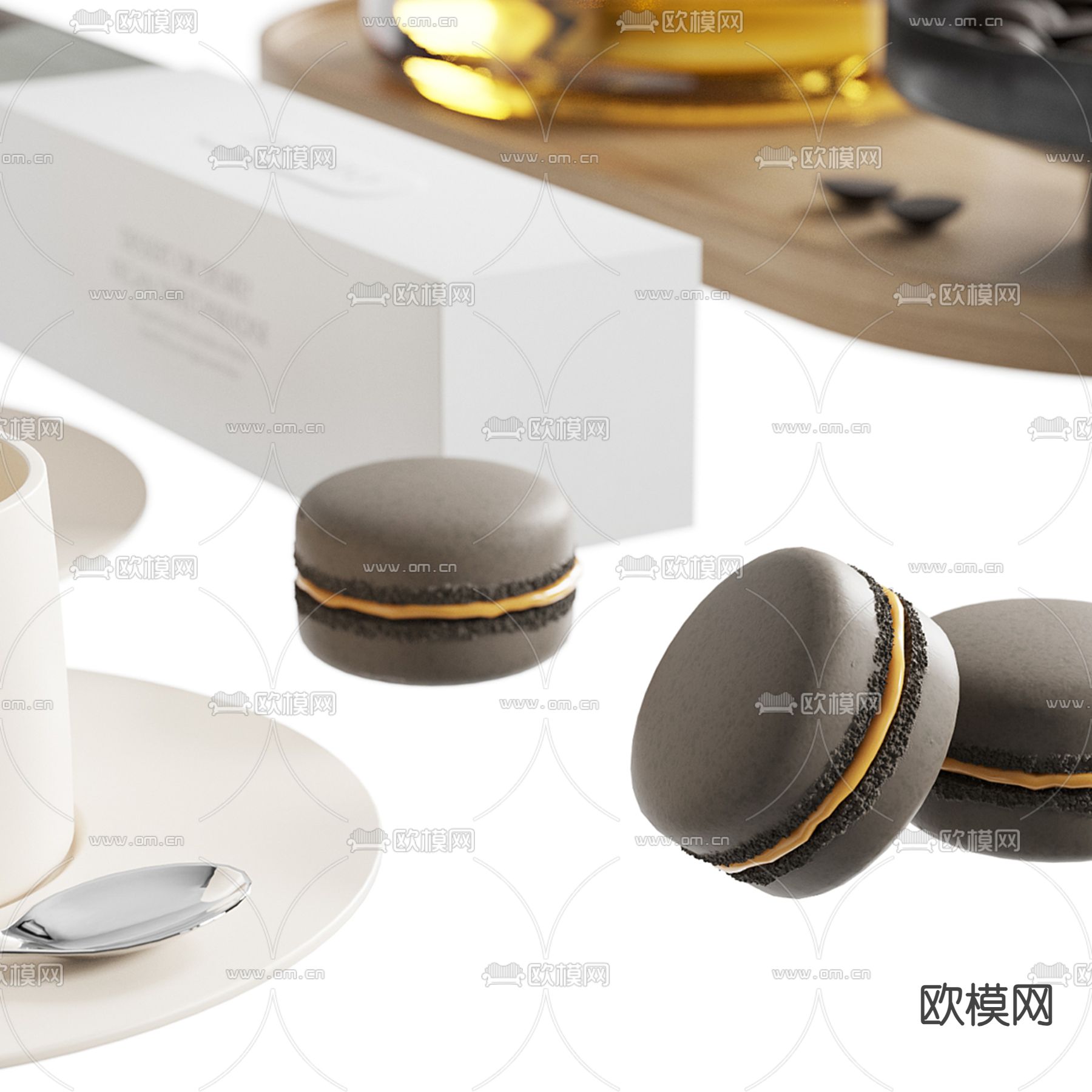 现代玻璃茶壶 茶具su模型下载（渲染图2）