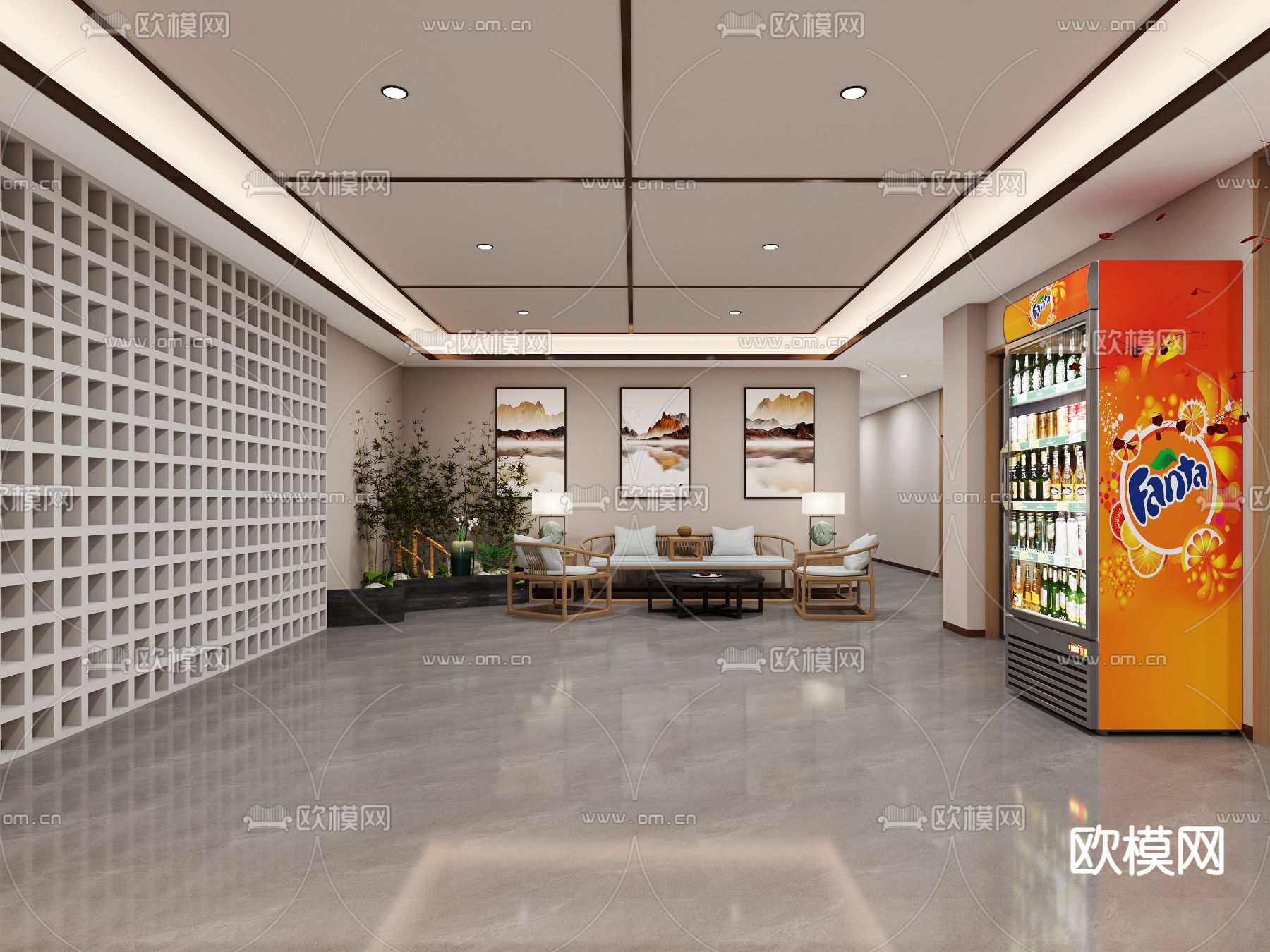 酒店大厅大堂 前台大厅3d模型下载（渲染图2）