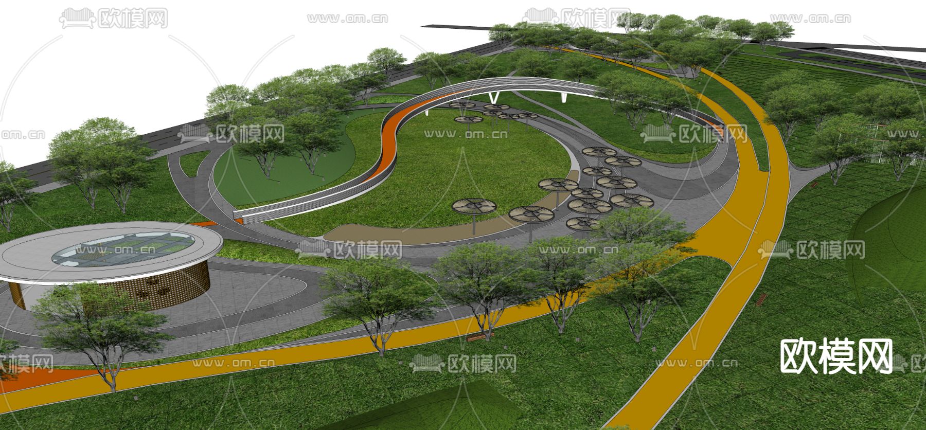 市政公园景观 口袋公园场su模型下载（渲染图1）
