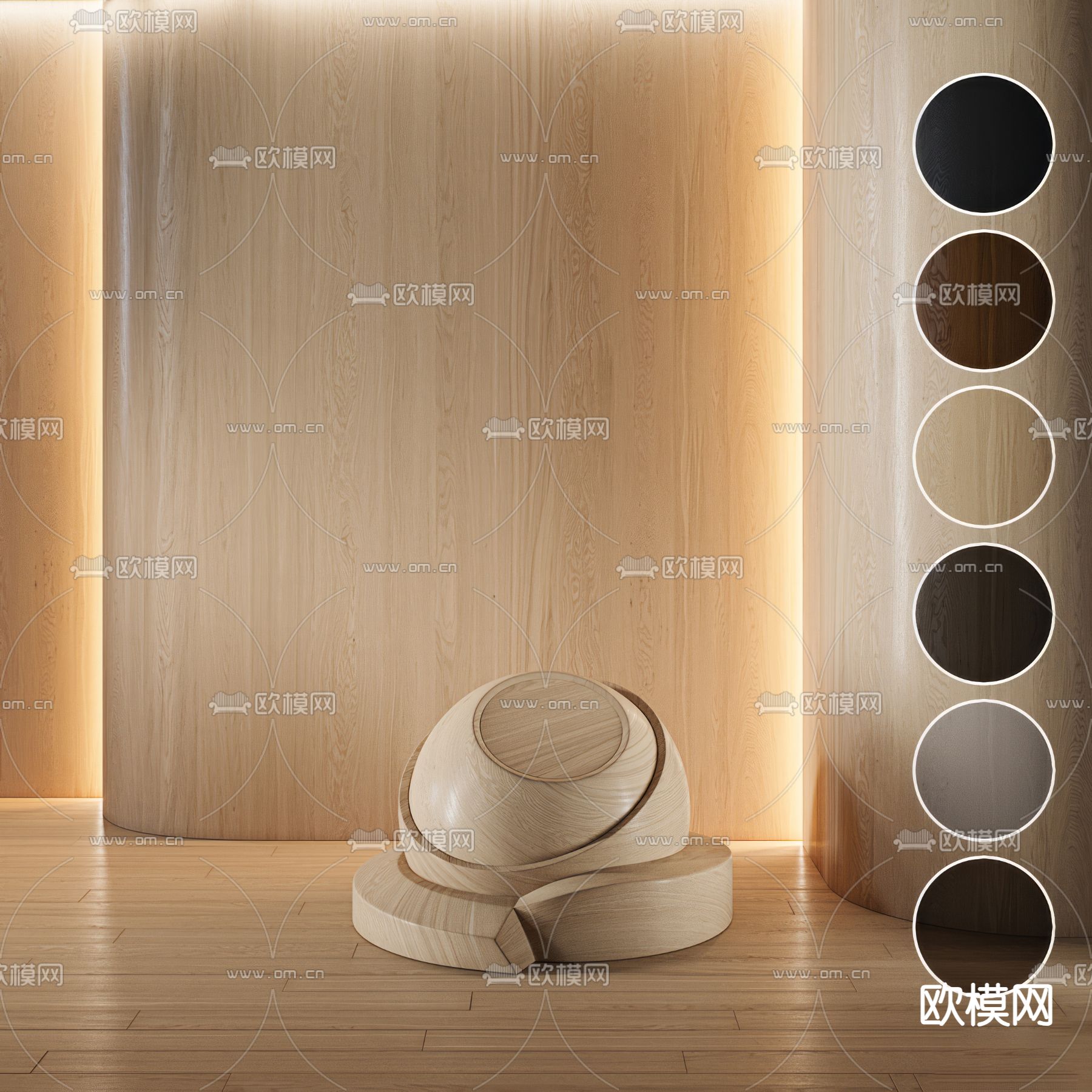 木饰面 饰面板 地板3d模型下载（渲染图2）