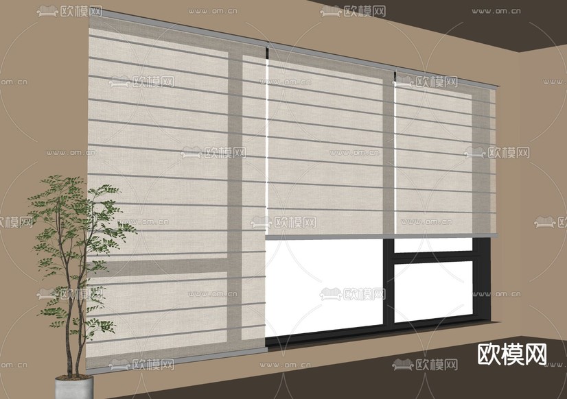 现代百叶帘su模型下载_ID15160527_sketchup模型下载-欧模网