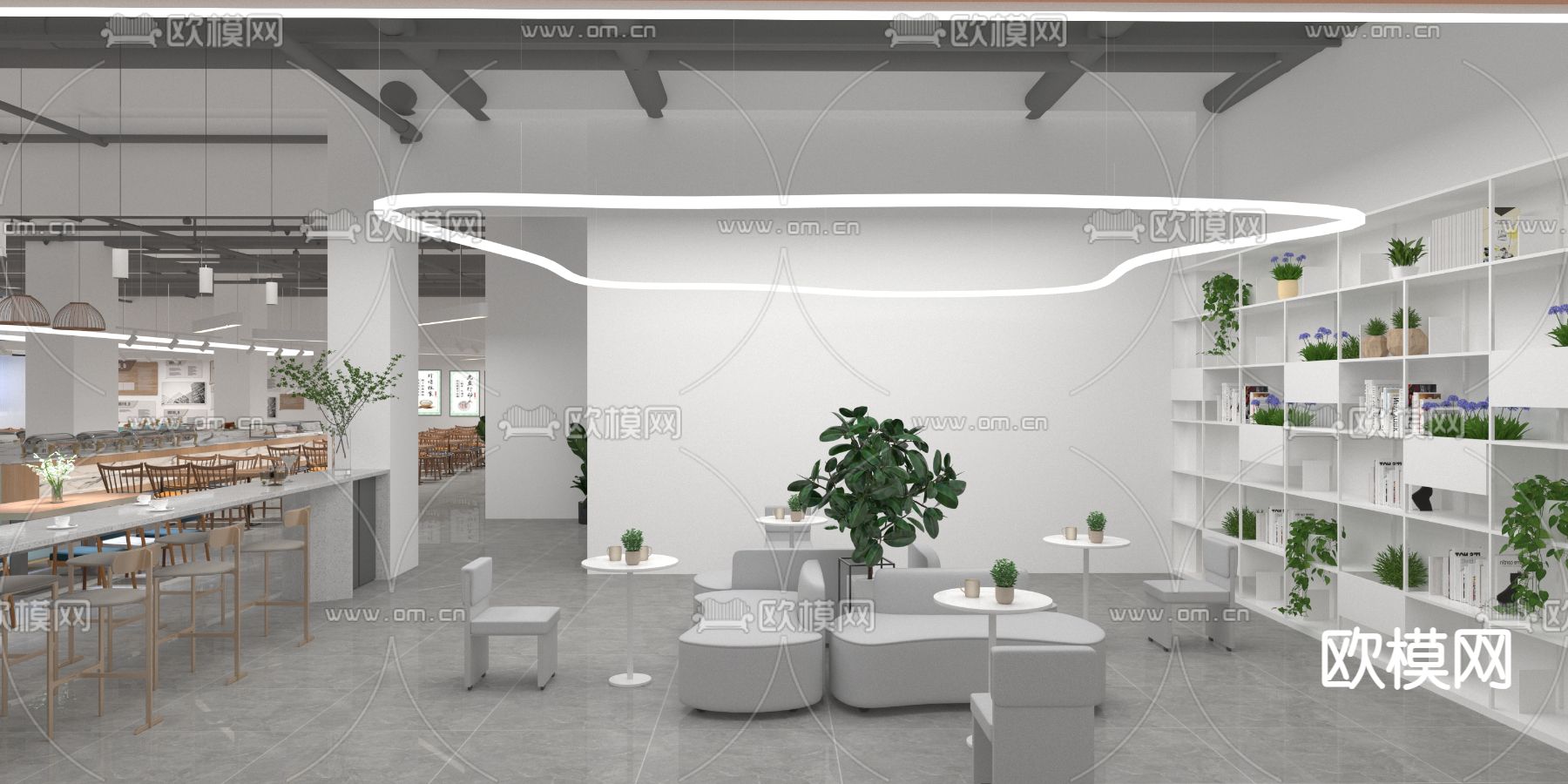 企业食堂 员工食堂3d模型下载（渲染图9）