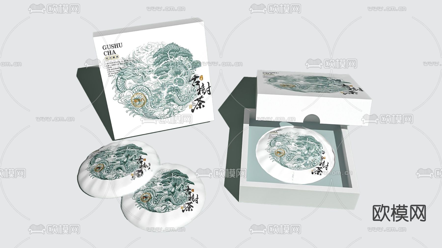 新中式茶叶礼盒su模型下载（渲染图2）
