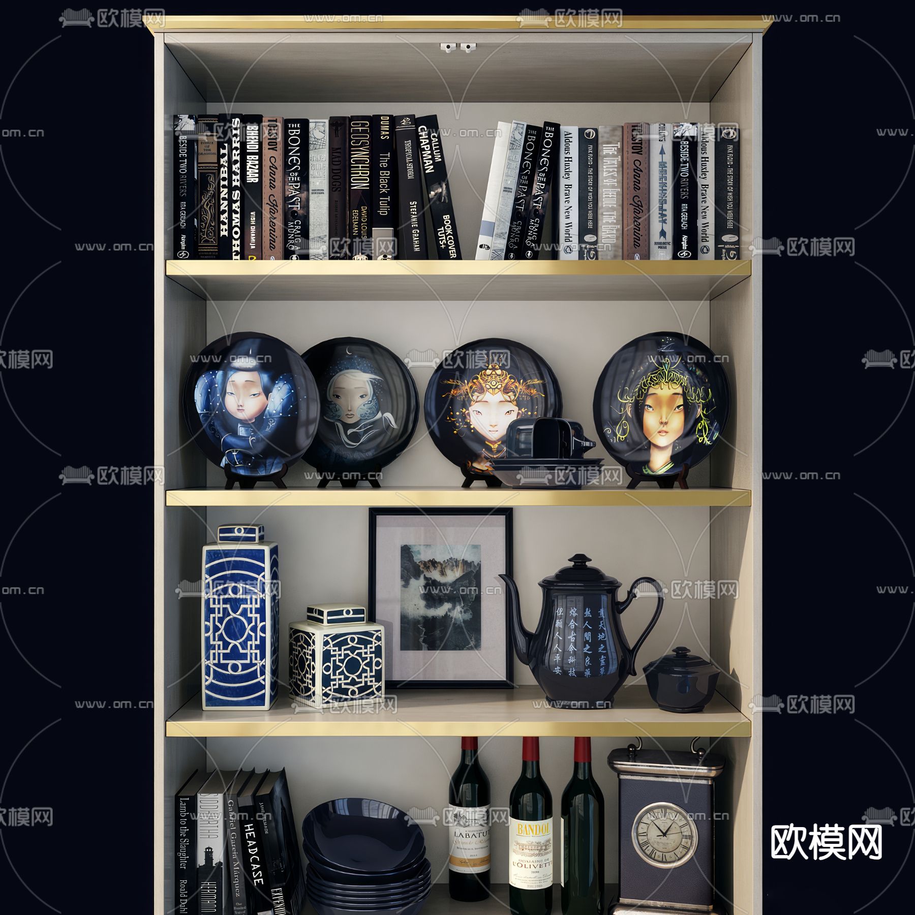 欧式古典 餐边柜 陈列柜3d模型下载（渲染图2）