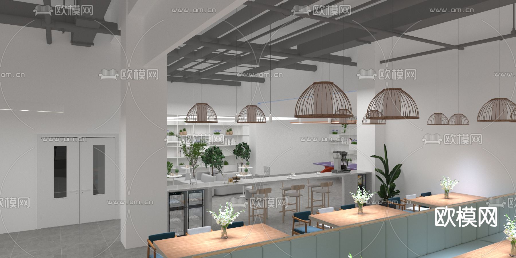 企业食堂 员工食堂3d模型下载（渲染图8）