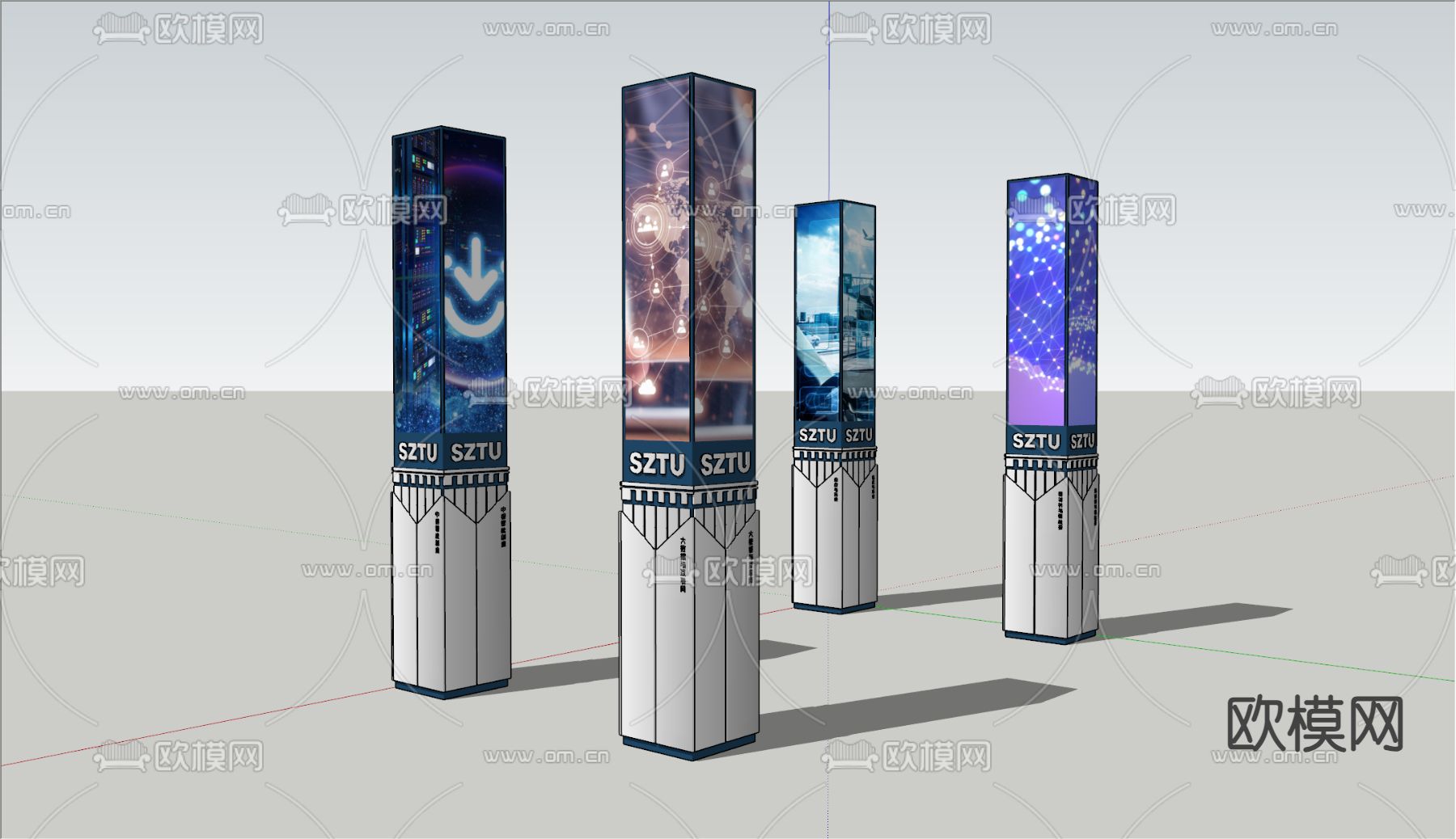 现代景观柱su模型下载（渲染图2）