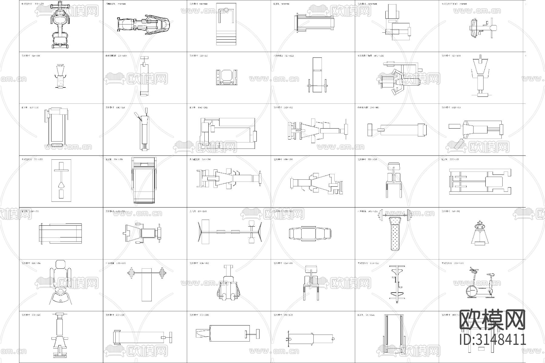 户外体育运动器材 健身康体器械安装cad大样图下载（渲染图6）