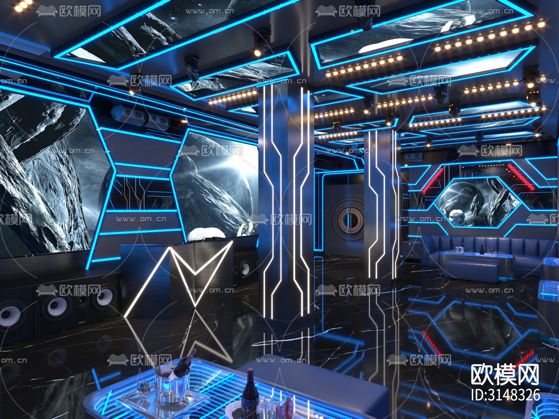 现代KTV装修效果图下载（渲染图3）