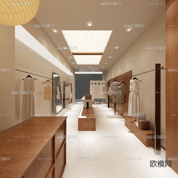 原木极简服装店3d模型下载(渲染图3)