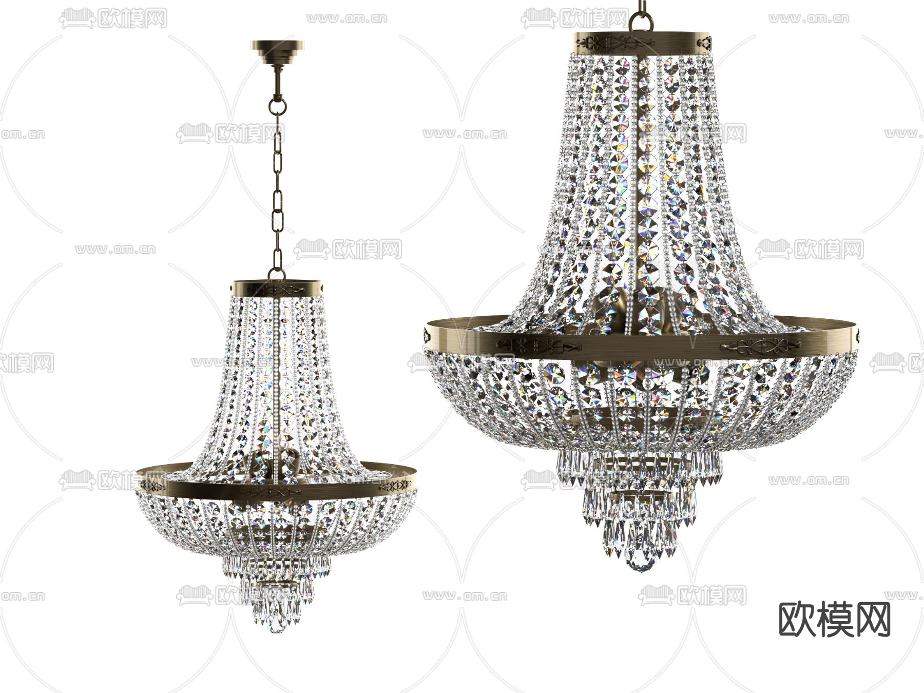 法式水晶吊灯su模型下载（渲染图2）