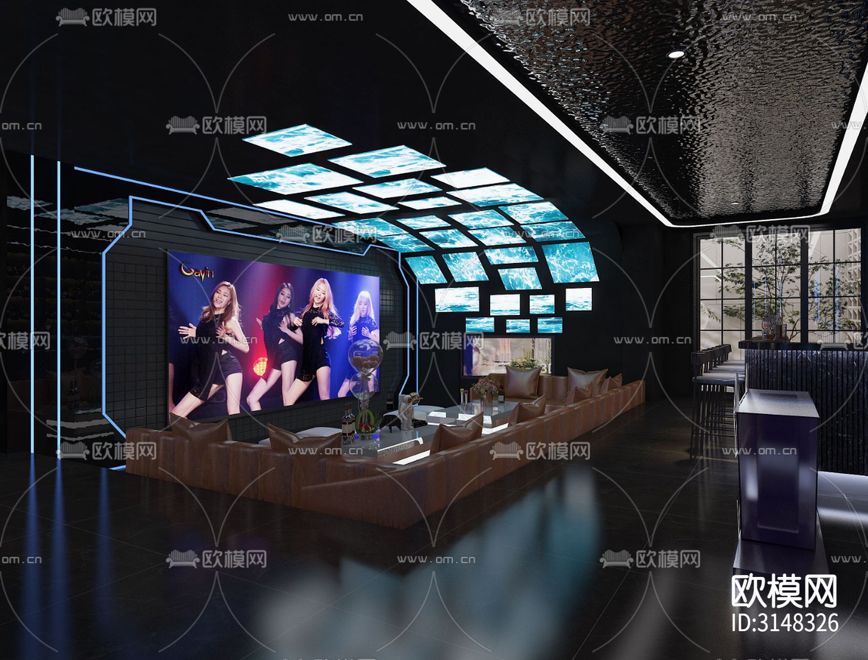 现代KTV装修效果图下载（渲染图2）