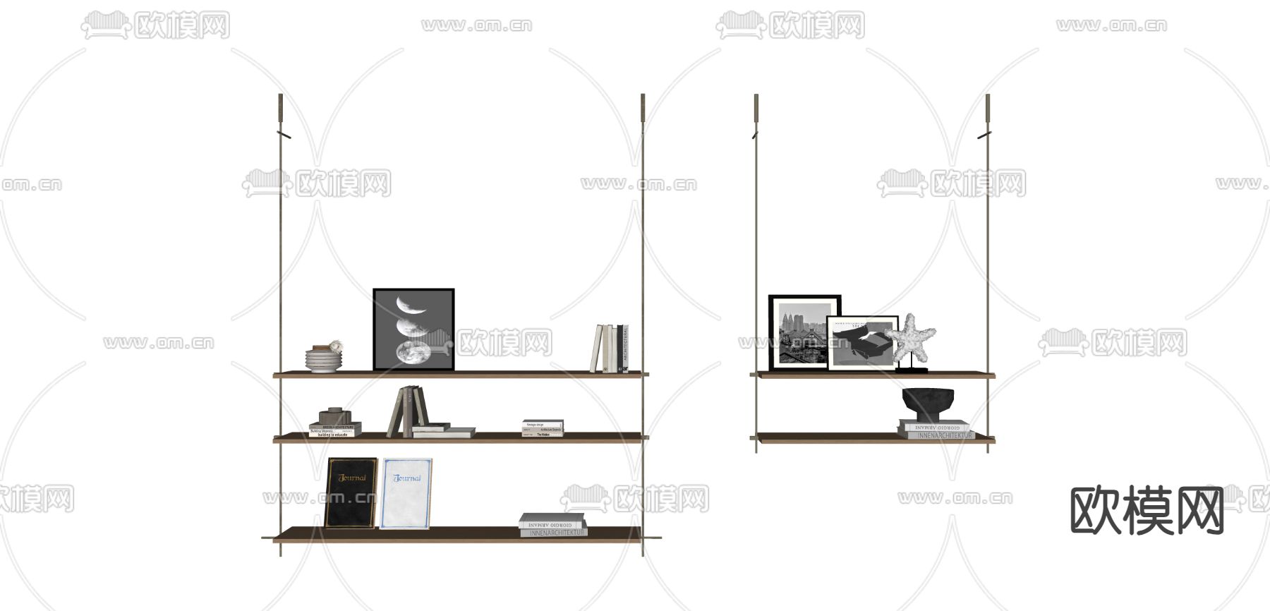 隔板书架 置物架su模型下载（渲染图1）