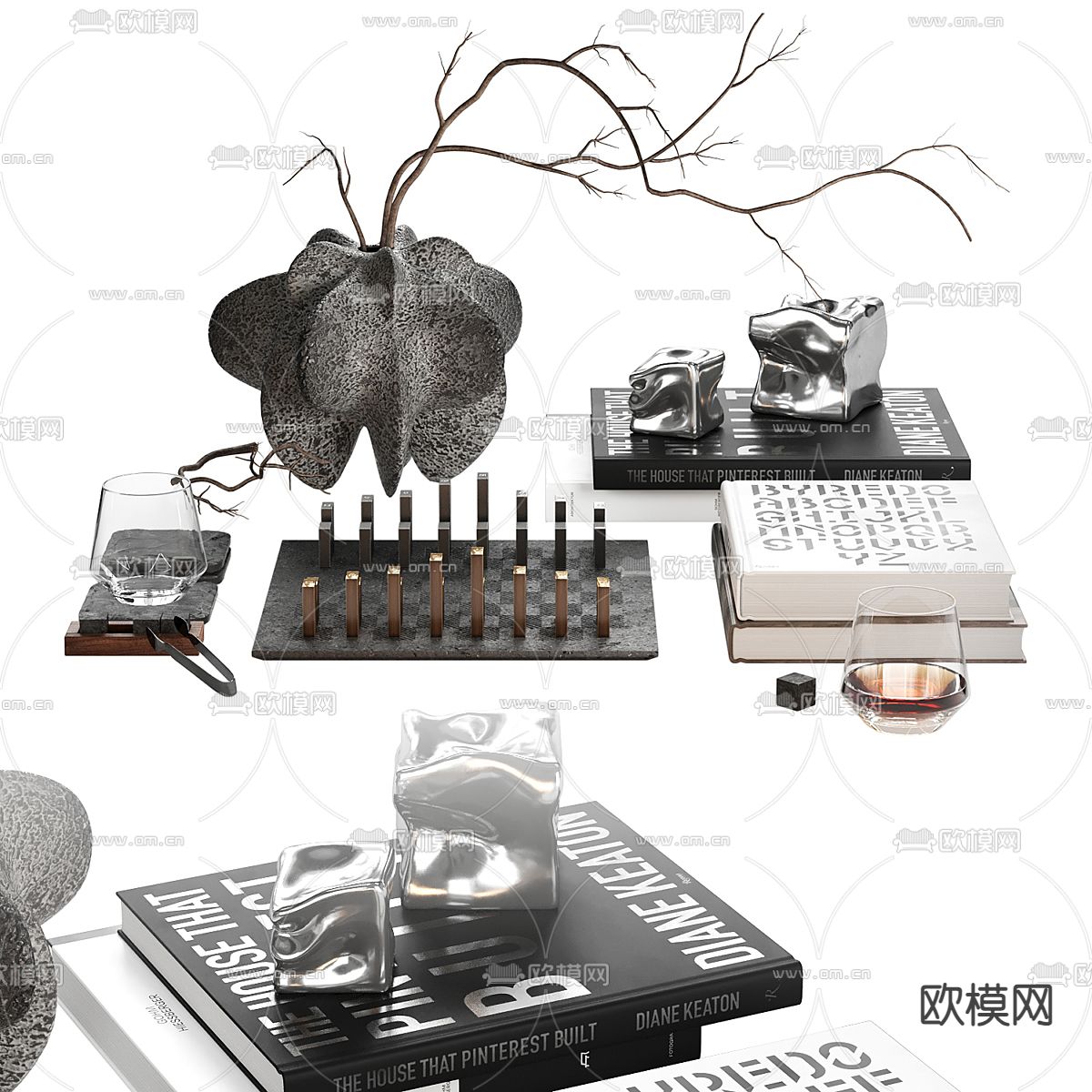 桌面饰品摆件 书桌摆件3d模型下载（渲染图2）