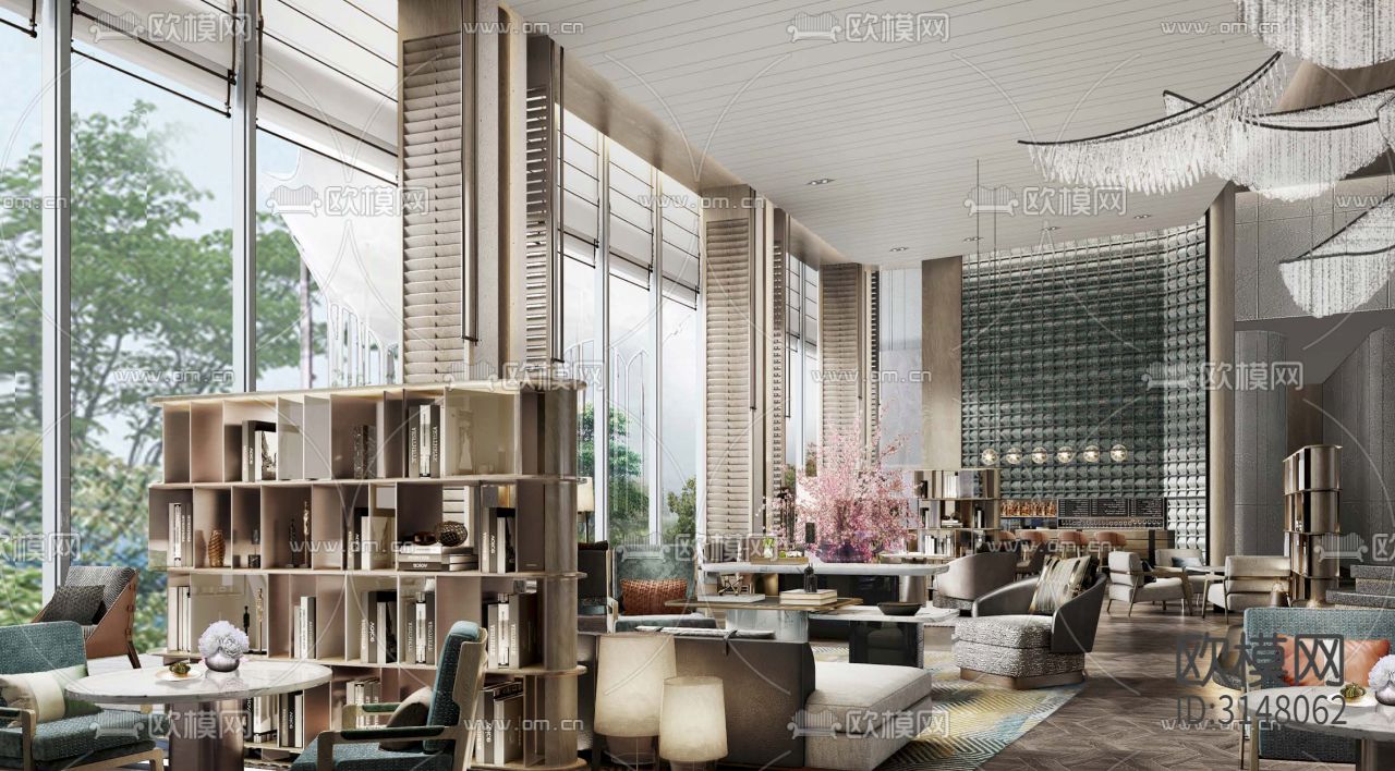 现代酒店民宿装修效果图下载（渲染图2）