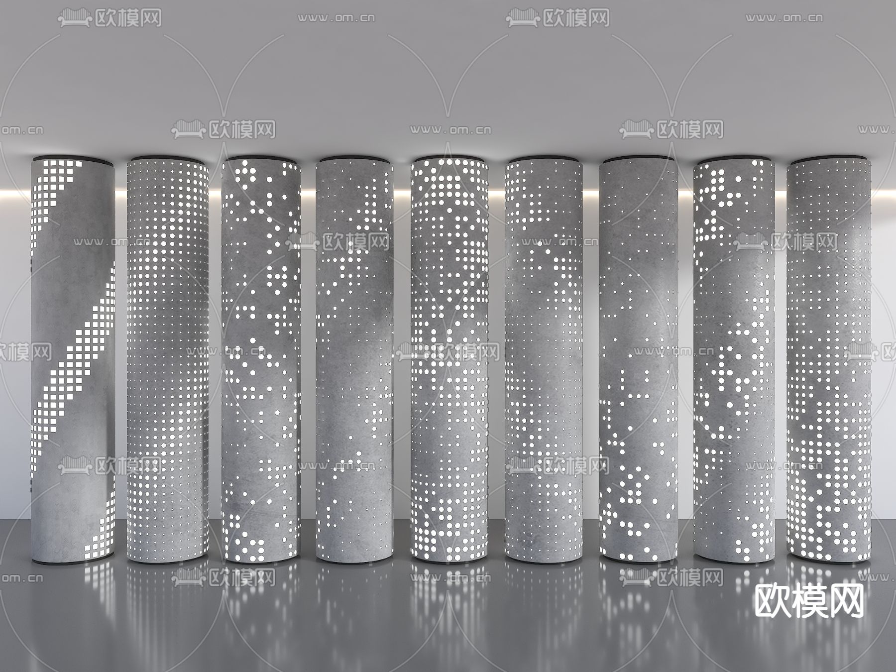 透光混凝士柱 发光混凝土柱su模型下载（渲染图2）