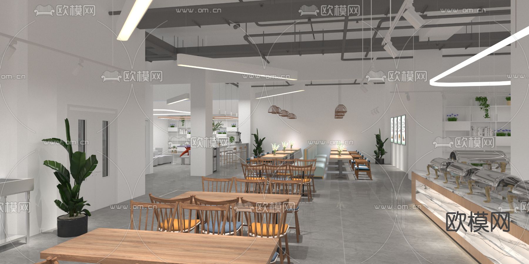 企业食堂 员工食堂3d模型下载（渲染图7）
