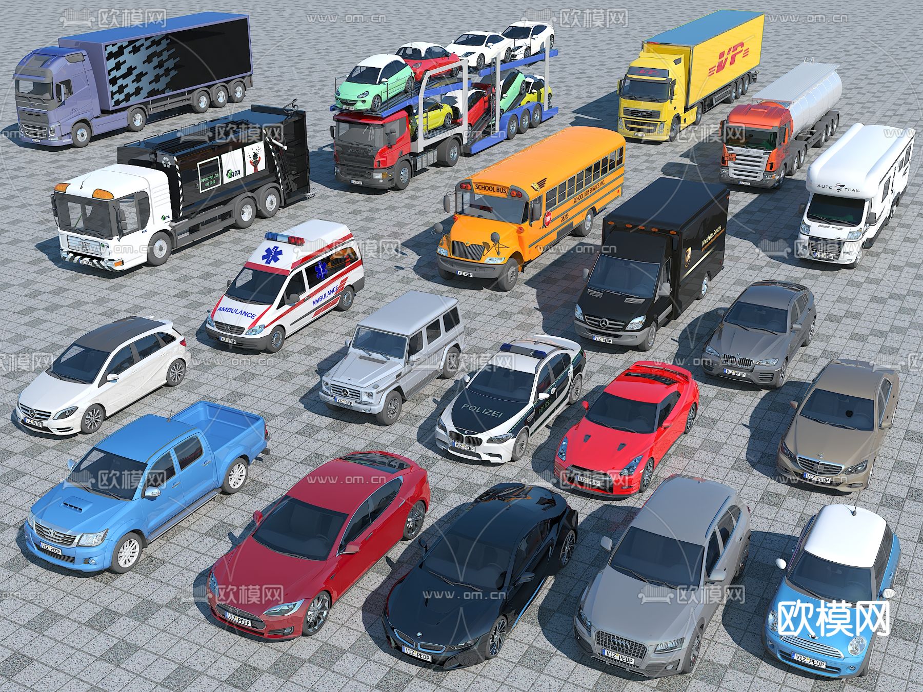 汽车 货车 房车 皮卡车3d模型下载