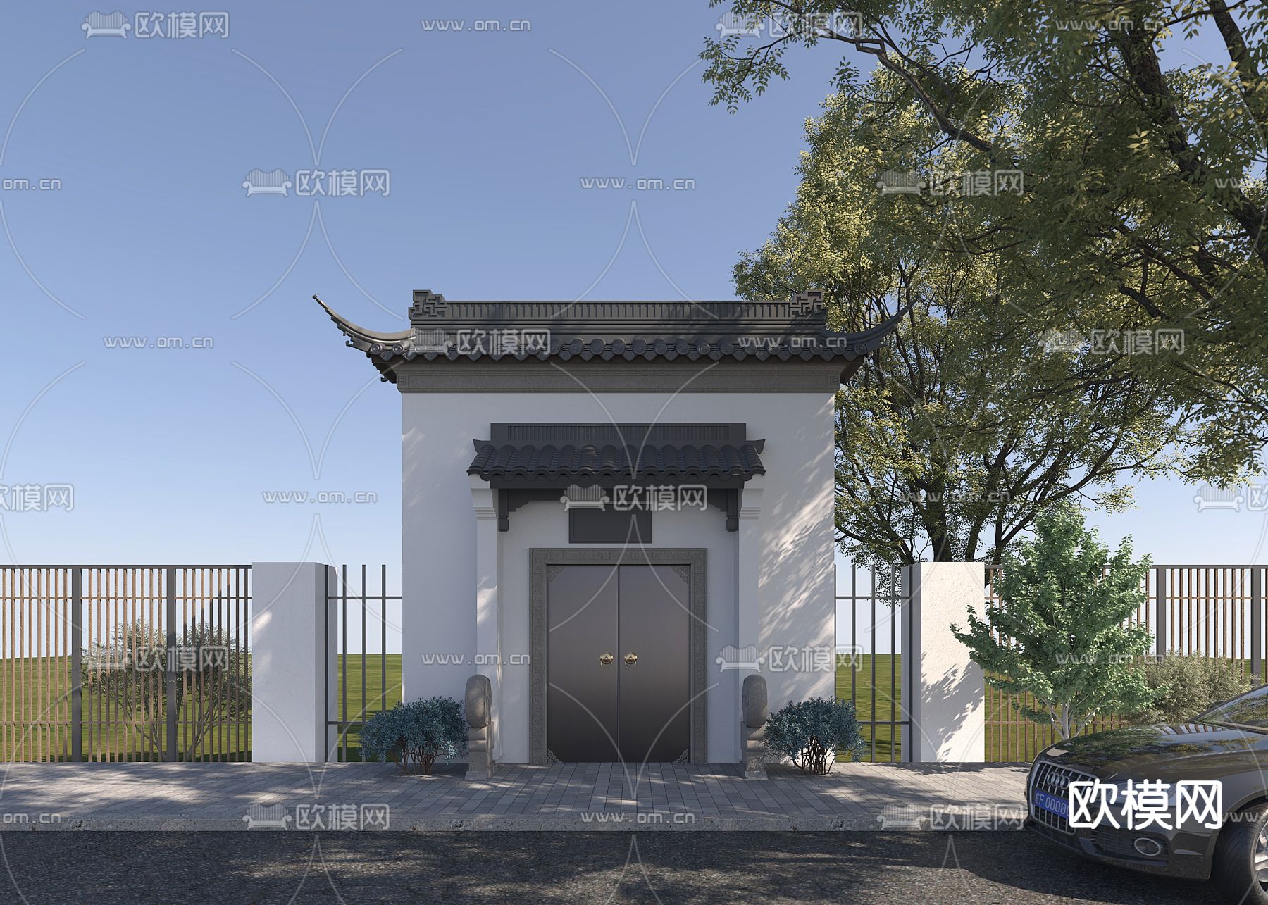 中式古建筑大门3d模型下载