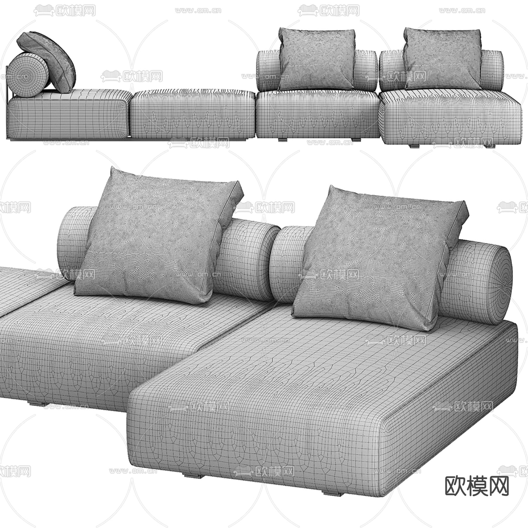 Minotti 多人沙发 转角沙发3d模型下载（渲染图3）