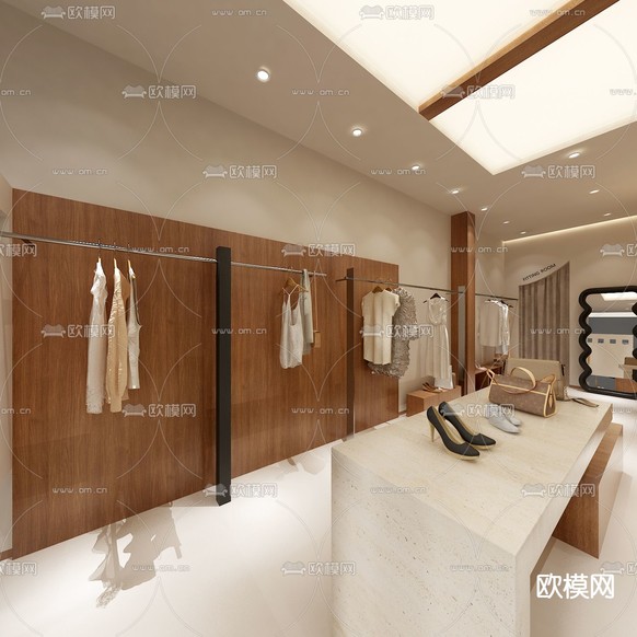 原木极简服装店3d模型下载(渲染图2)