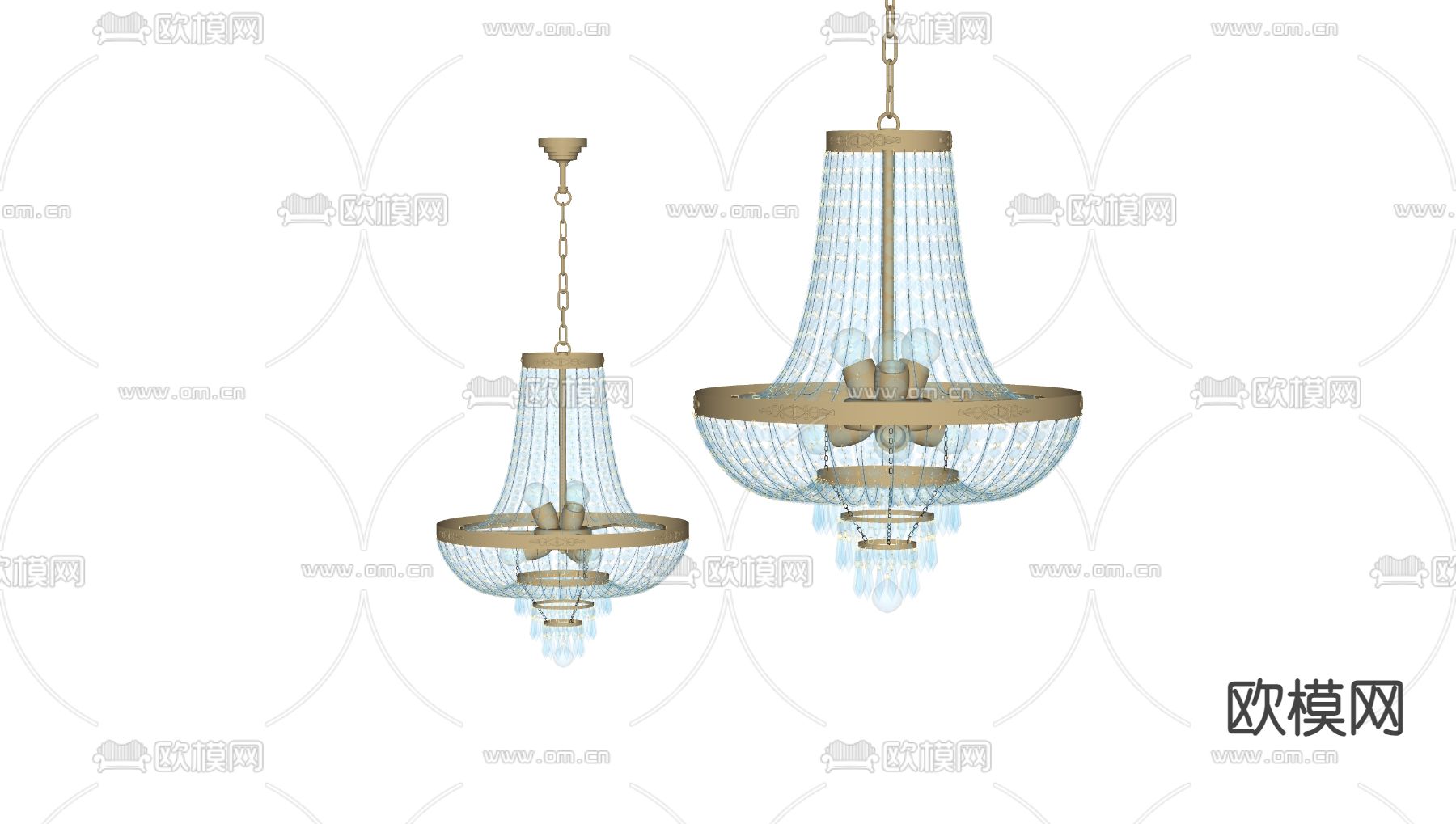 法式水晶吊灯su模型下载（渲染图1）