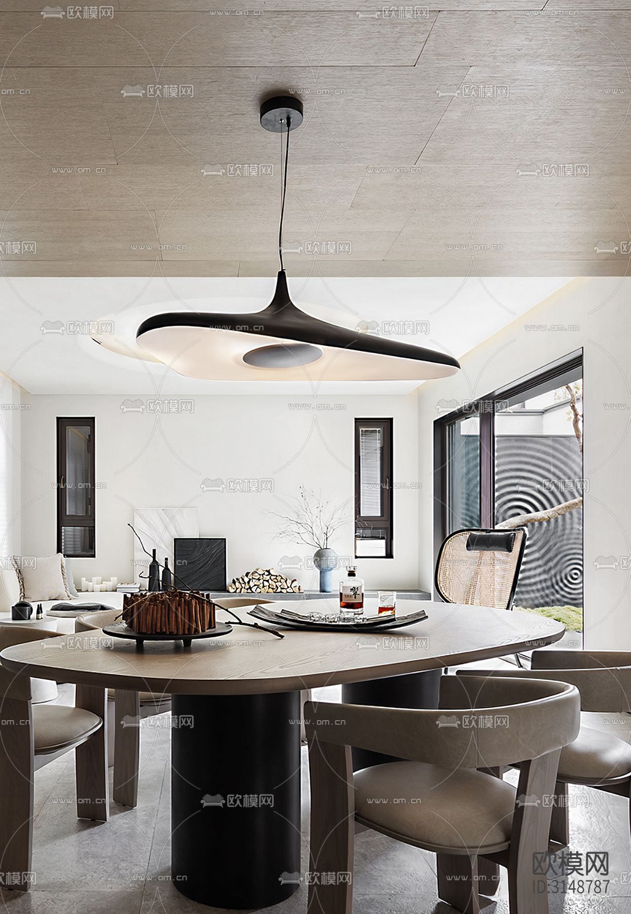 侘寂平层装修效果图下载（渲染图7）