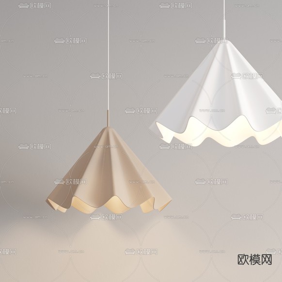 奶油风吊灯su模型下载(渲染图2)