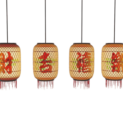  新中式吊灯 灯笼su模型 