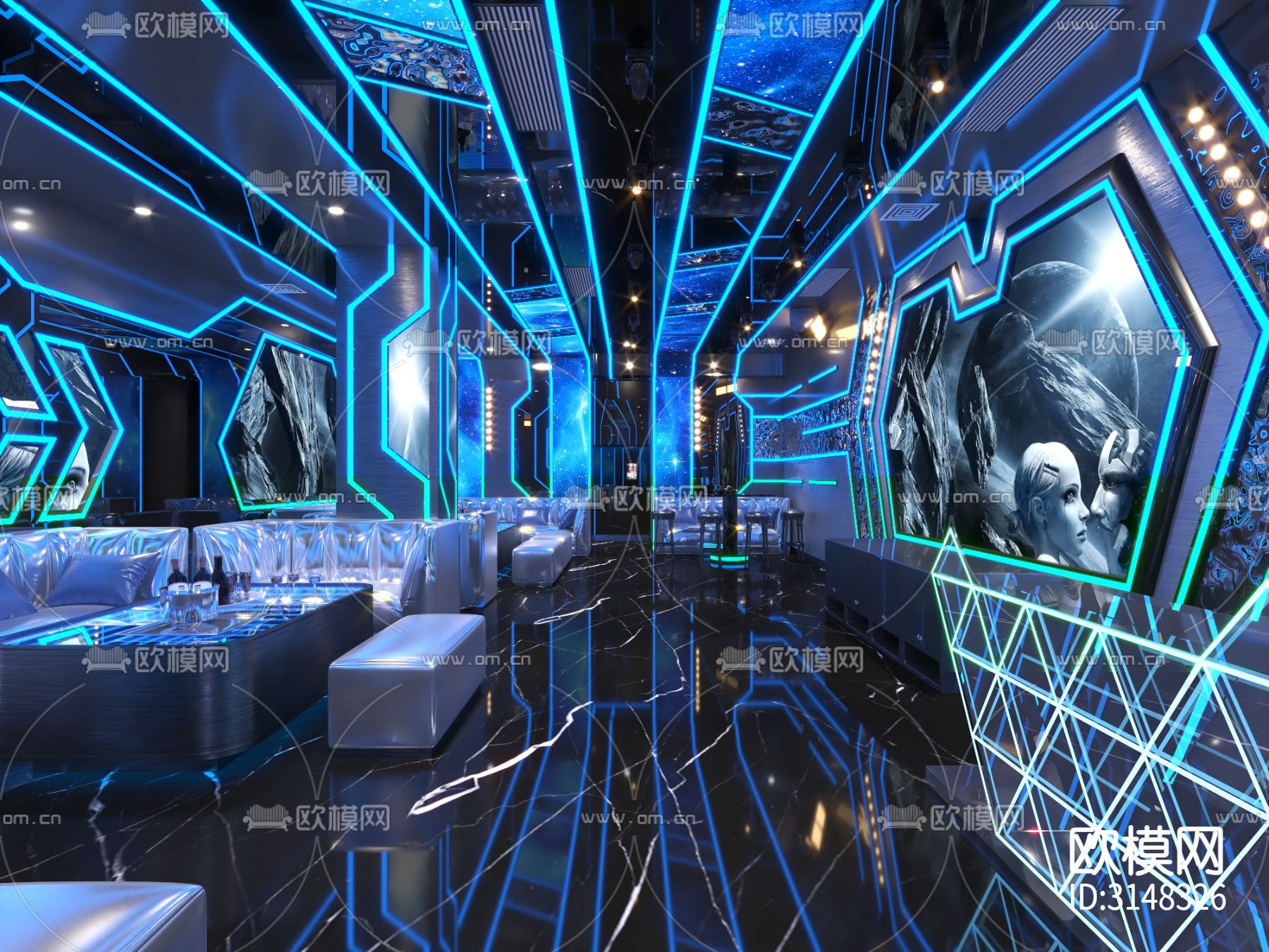 现代KTV装修效果图下载（渲染图6）