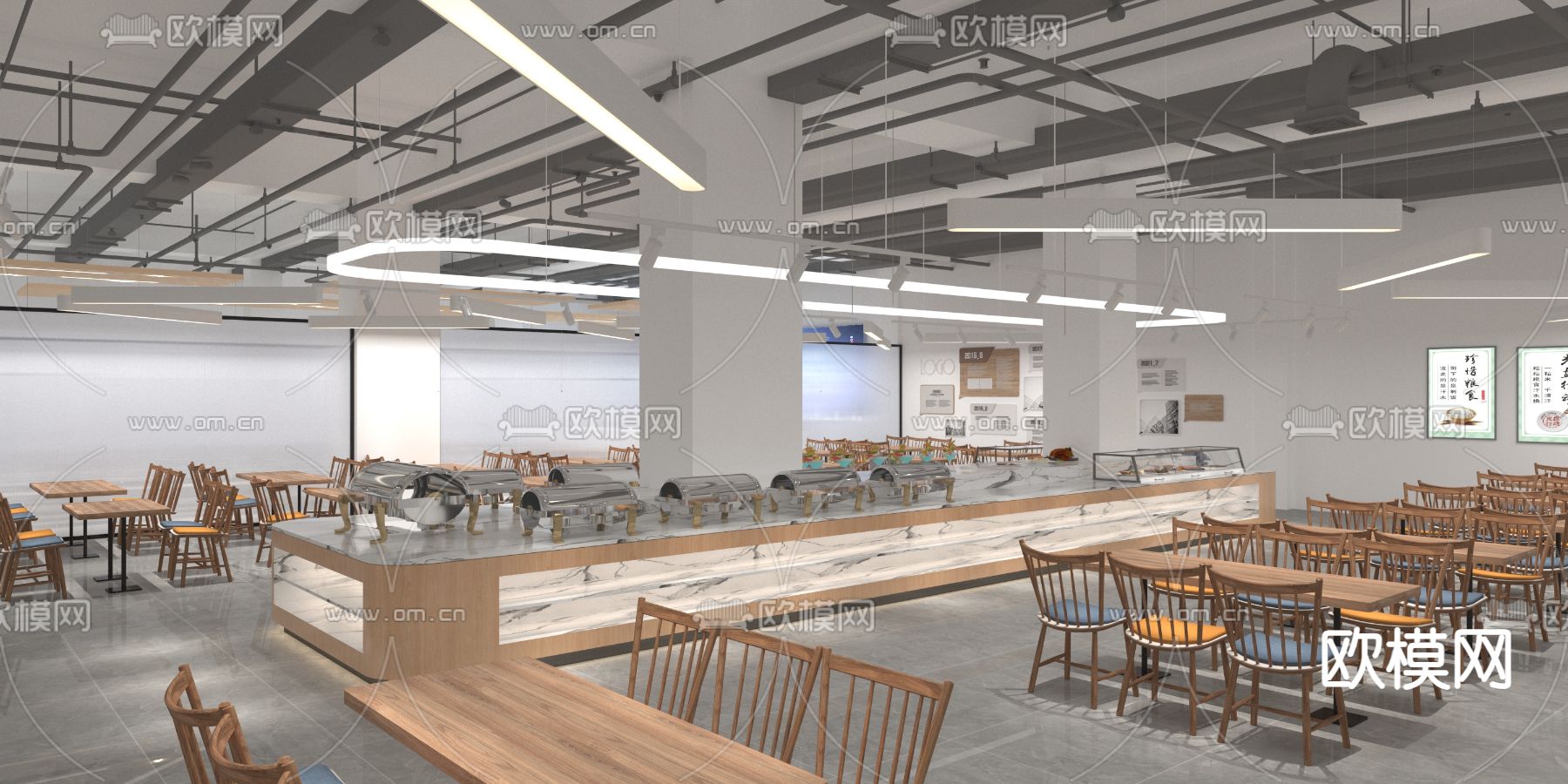 企业食堂 员工食堂3d模型下载（渲染图6）