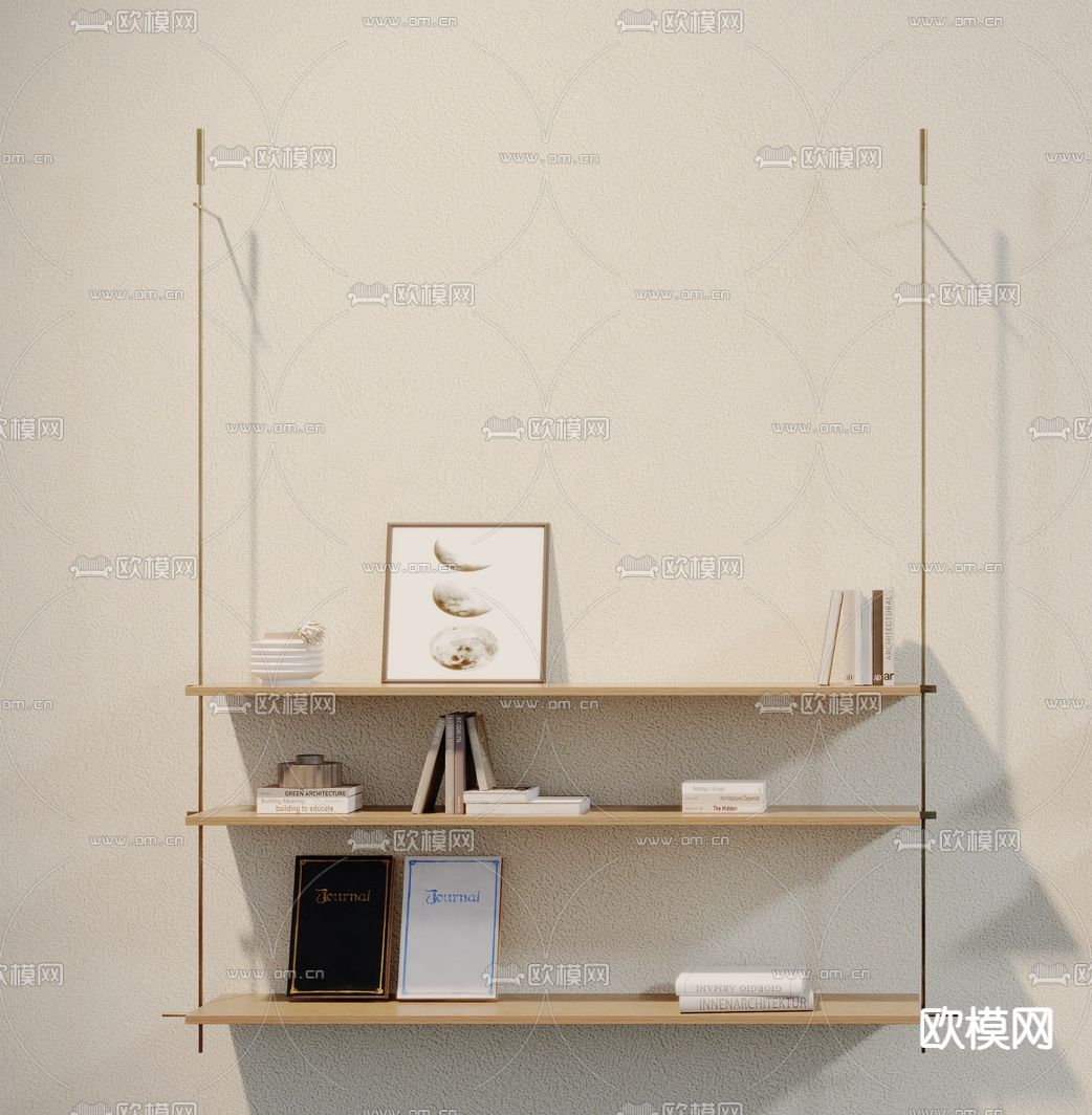 隔板书架 置物架su模型下载（渲染图2）