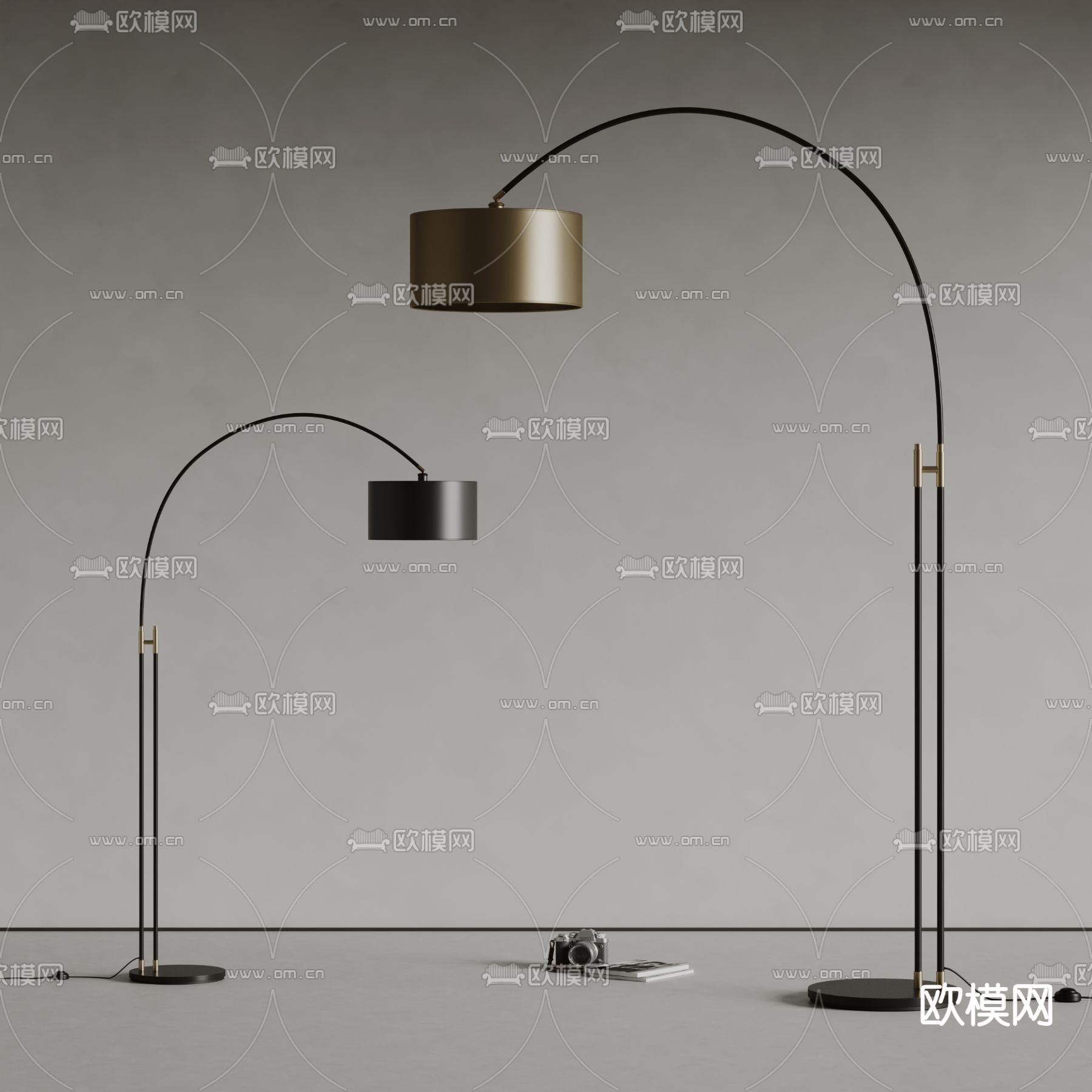 现代落地灯 钓鱼灯su模型下载（渲染图2）