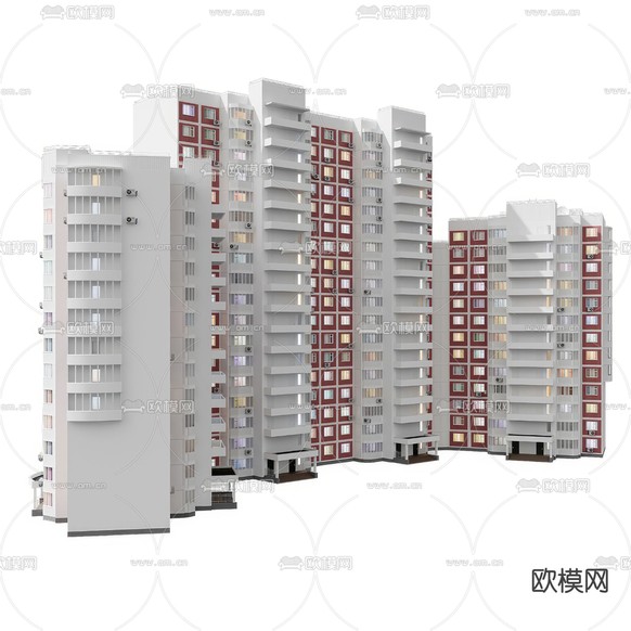 现代楼栋 住宅楼 商品房3d模型下载