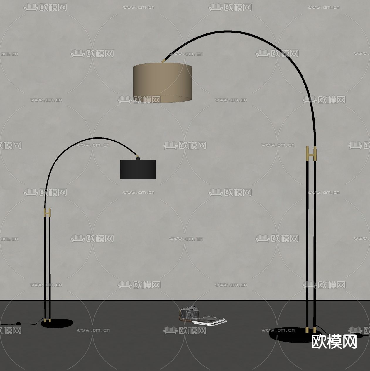 现代落地灯 钓鱼灯su模型下载（渲染图1）