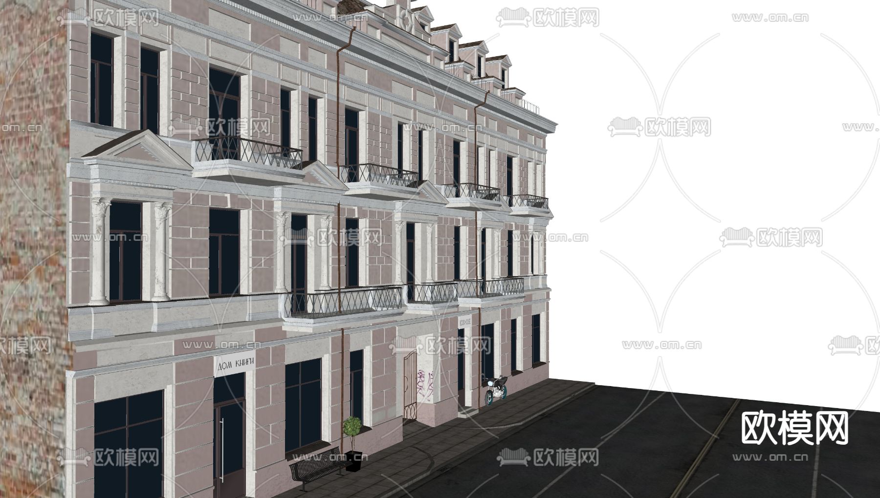 法式建筑外观su模型下载（渲染图1）