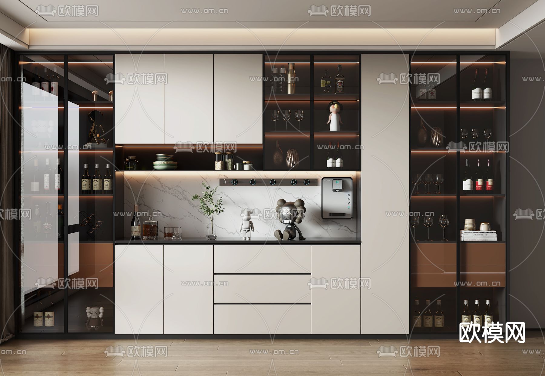 现代酒柜 餐边柜3d模型下载