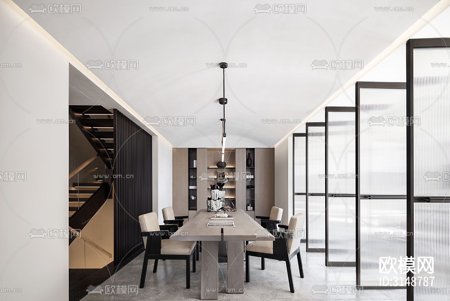 侘寂平层装修效果图下载（渲染图9）