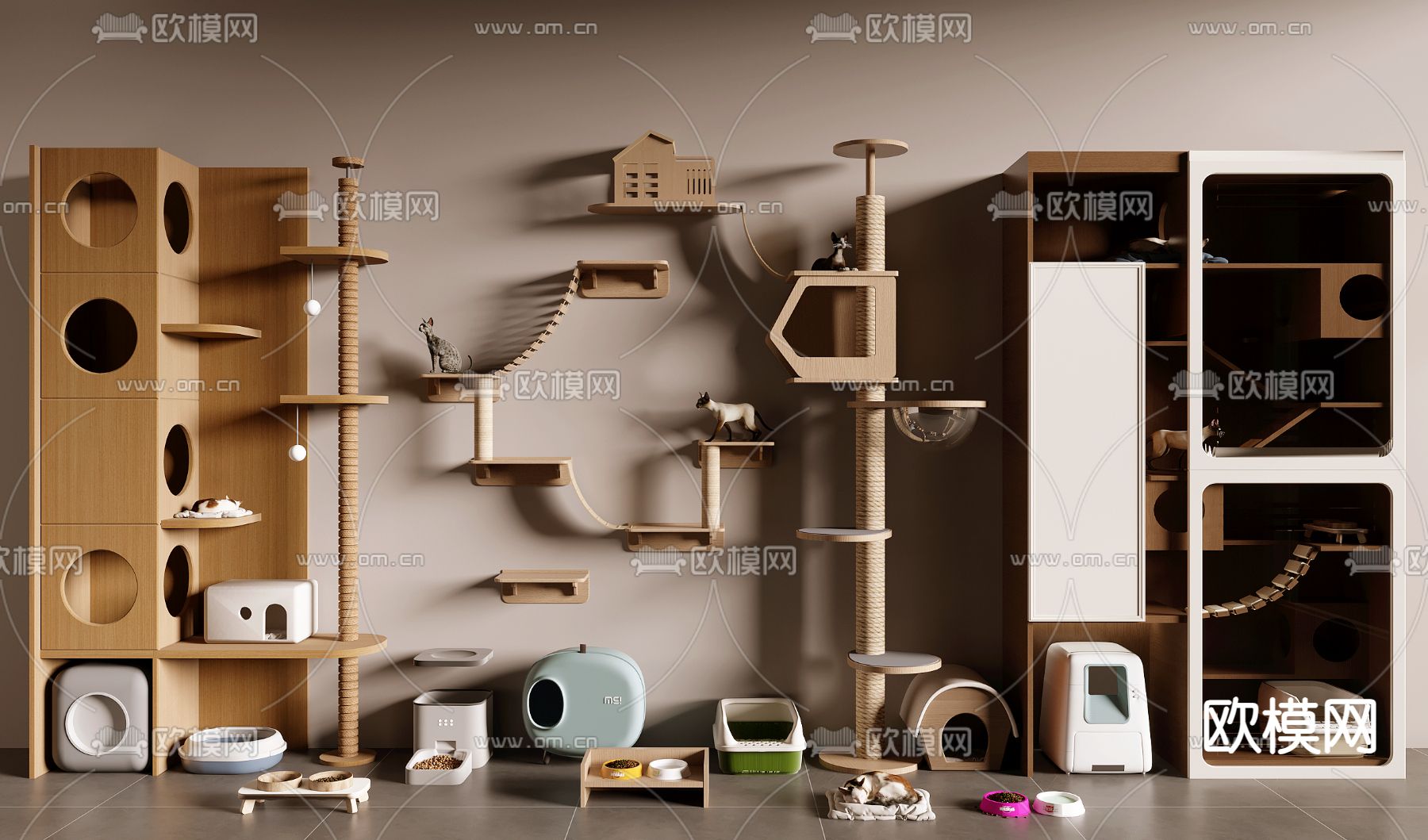 猫爬架 猫窝 猫砂3d模型下载