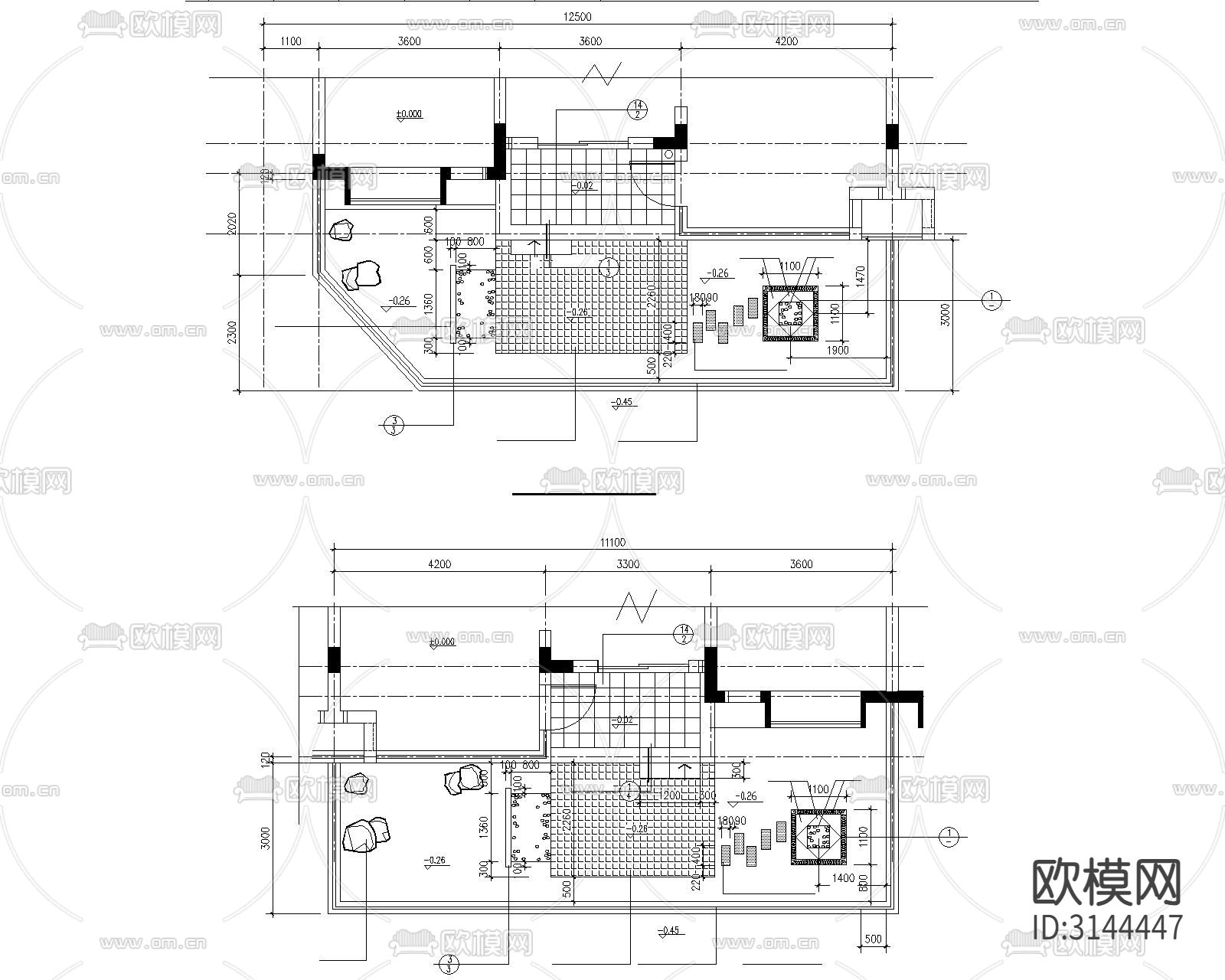 小区8种小庭院cad施工图下载（渲染图2）