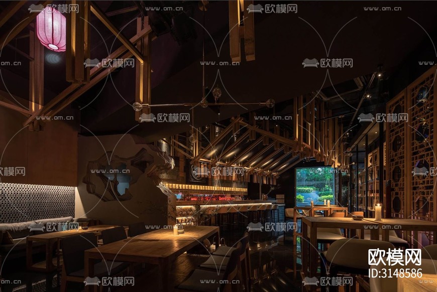 新中式酒吧裝修效果圖下載(渲染圖4)