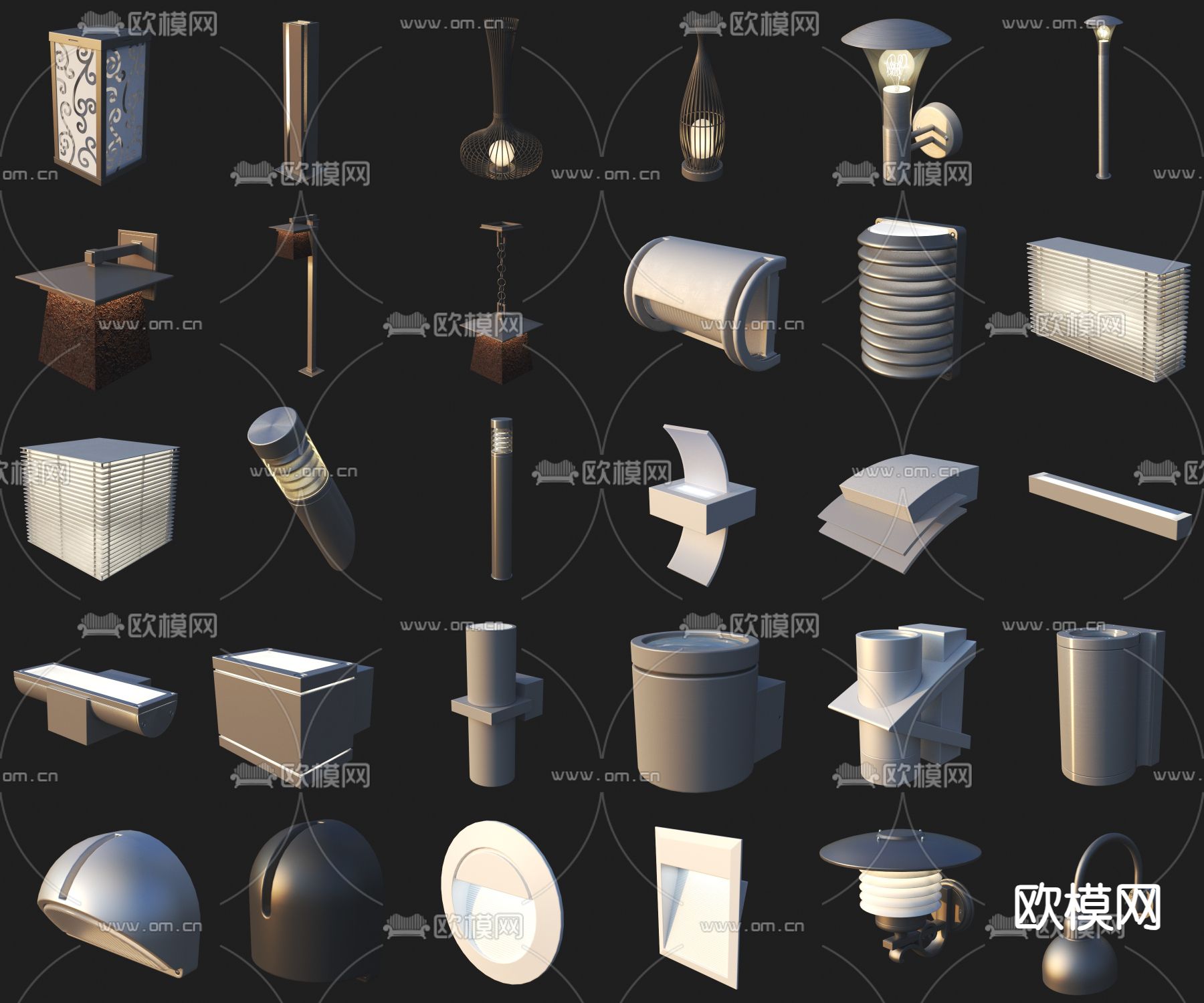 户外灯 壁灯 射灯 墙灯 路灯 草坪灯3d模型下载
