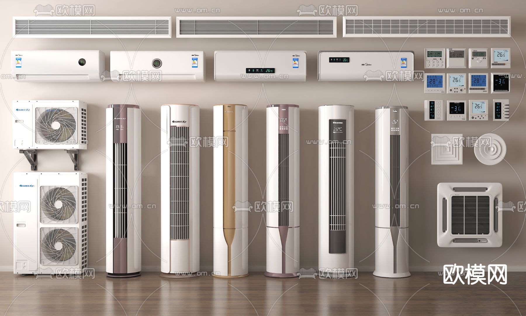 立式空调 挂式空调 中央空调 出风口3d模型下载